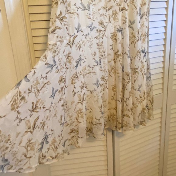 Drew (Anthropologie) Women's Sheer Lined Cream Floral Skirt - M - Picture 4 of 12